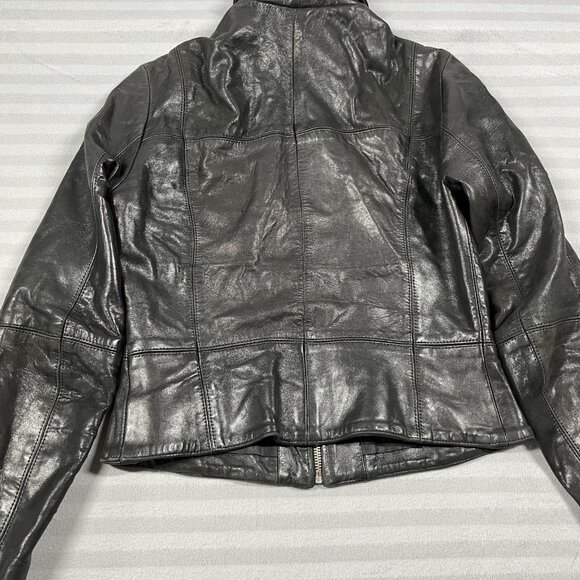 Vinetti Jacket Womens Small Black Lambskin Leather Zip Front Collared Fitted - Picture 10 of 11